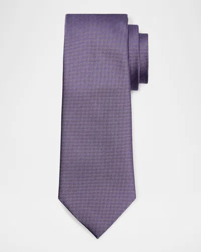 Zegna Men's Tonal Pindot Silk Tie In Purple