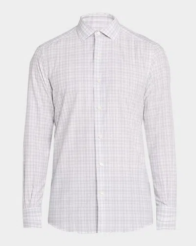 Zegna Men's Tonal Plaid Cotton Classic-fit Sport Shirt In Animal Print