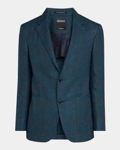 Zegna Men's Tonal Plaid Sport Coat In Black