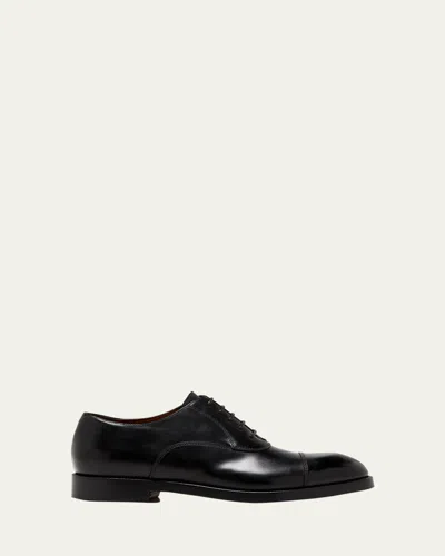 Zegna Men's Torino Cap Toe Leather Oxfords In Black