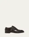 Zegna Men's Torino Cap Toe Leather Oxfords In Dark Brown