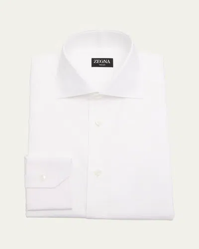 Zegna Men's Trecapi Cotton Oxford Sport Shirt In White