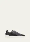 Zegna Men's Triple Stitch Alligator Leather Slip-on Sneakers In Black