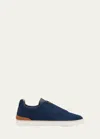 Zegna Baskets Triple Stitch En Laine #usetheexisting Bleu Marine In Medium Blue