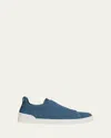 Zegna Low Top Sneakers Contrast Sole In Blue