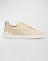 Zegna Triple Stitch Slip-on Sneaker In Khaki