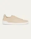 Zegna Sneaker Low Top Triple Stitch In Light Beige