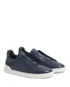 Zegna Men's Triple Stitch Secondskin Sneakers In Blue