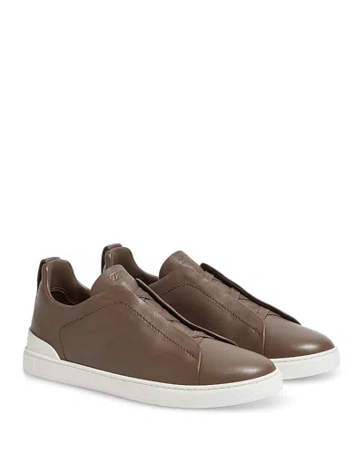 Zegna Brown Triple Stitch Secondskin Sneakers