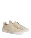 Zegna Sneaker Low Top Triple Stitch In Light Beige