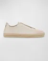 Zegna Triple Stitch Espadrilles En Veau Velours Beiges In Natural