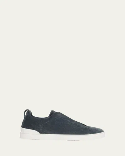 ZEGNA MEN'S TRIPLE STITCH SUEDE SNEAKERS