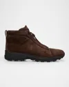 Zegna Triple Stitch Suede High-top Sneakers In Dark Brown