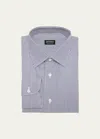 Zegna Trofeo Checked Cotton Shirt In Dk Blustrp