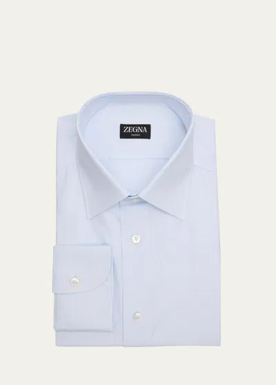 Zegna Men's Trofeo Cotton Micro-check Dress Shirt In Br Blu Sld
