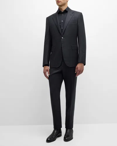 Zegna Men's Trofeo Narrow Stripe Wool Suit In Blk Strp
