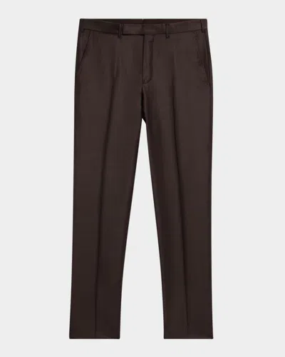 Zegna Men's Trofeo Sharkskin Trousers In Dk Brw Sld