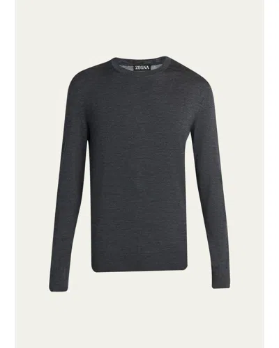 Zegna Men's Trofeo Wool Crewneck Sweater In Grey
