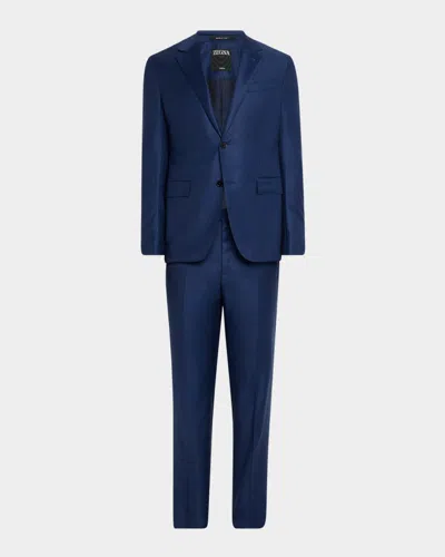 Zegna Men's Trofeo Wool Tic Single-breasted Sport Coat In Blue