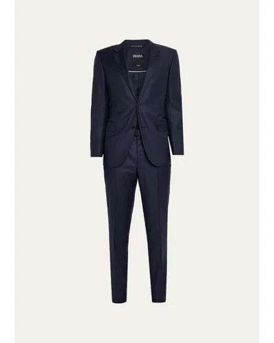 Zegna Men's Trofeo Wool Tonal Stripe Two-piece Suit In Blue
