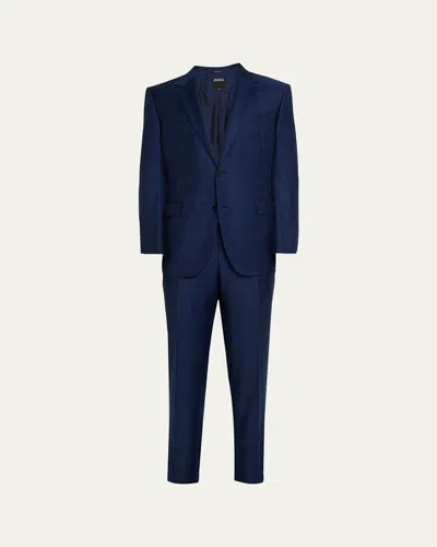 Zegna Men's Trofeo Wool Woven Plaid Two-piece Suit In Blue
