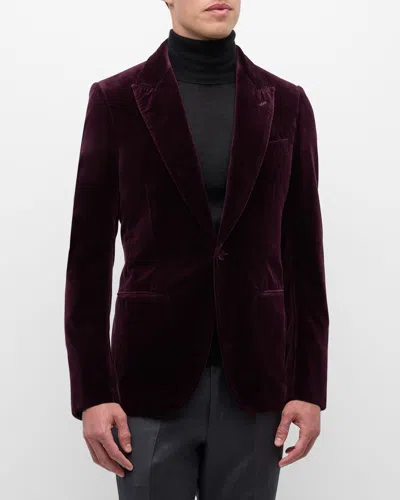 Zegna Men's Velvet Peak-lapel Sport Coat In Dk Prp Sld