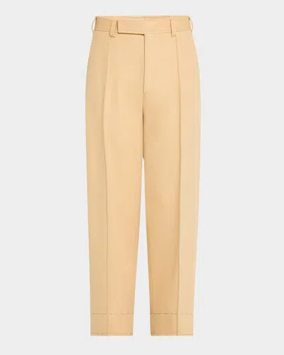 Zegna Men's Wool And Cashmere Wide-leg Trousers In Lt Bge Sld