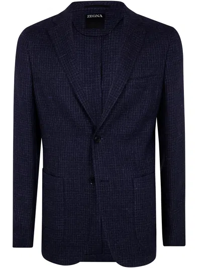 Zegna Men's Wool And Linen Jacket In Blue
