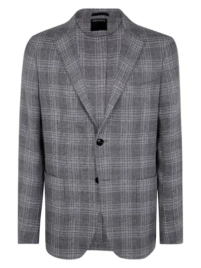 ZEGNA MEN'S WOOL AND LINEN JACKET