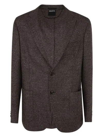 ZEGNA MEN'S WOOL AND SILK BLEND JACKET