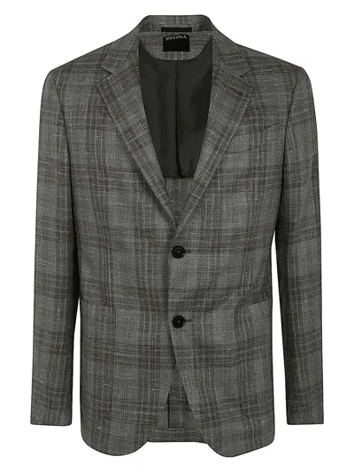 ZEGNA MEN'S WOOL AND SILK BLEND JACKET