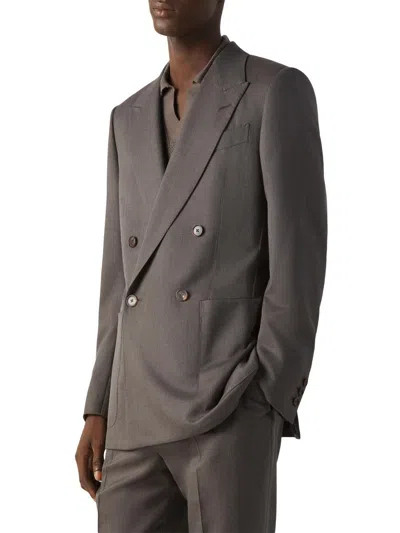 Zegna Men's Wool And Silk Jacket In Brown