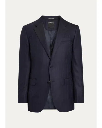 Zegna Men's Wool Fine Stripe Single-breasted Sport Coat In Navy
