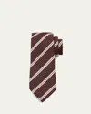 Zegna Men's Wool Jacquard Stripe Tie In Dk Redstrp