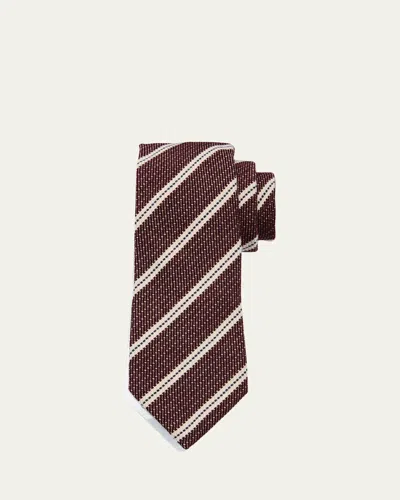 Zegna Men's Wool Jacquard Stripe Tie In Dk Redstrp