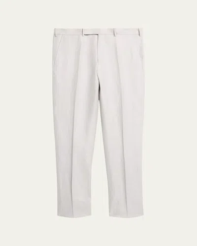 ZEGNA MEN'S WOOL LINEN FLAT-FRONT TROUSERS