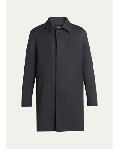 Zegna Men's Wool Melange Overcoat In Dk Gry Sld