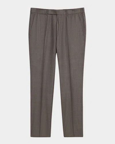 Zegna Men's Wool Sharkskin Modern Fit Trousers In Brown