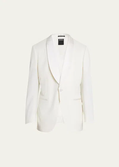 Zegna Men's Satin Shawl Dinner Jacket In Natural