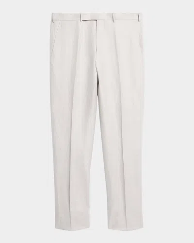 Zegna Men's Wool Linen Flat-front Trousers In Lt Gry Sld