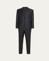 Zegna Men's Wool Windowpane Plaid Two-piece Suit In Black