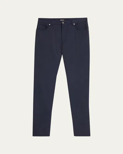 Zegna Men's Wool-blend Slim-straight Fit Five-pocket Pants In Black