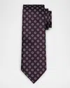 Zegna Men's Woven Medallion Silk Tie In Dk Prp Fan