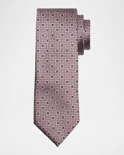 Zegna Men's Woven Medallion Silk Tie In Purple