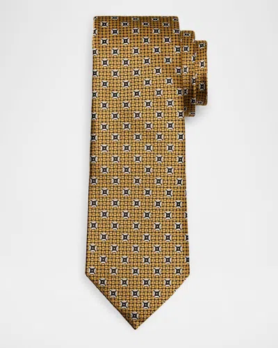 Zegna Men's Woven Medallion Silk Tie In Brown