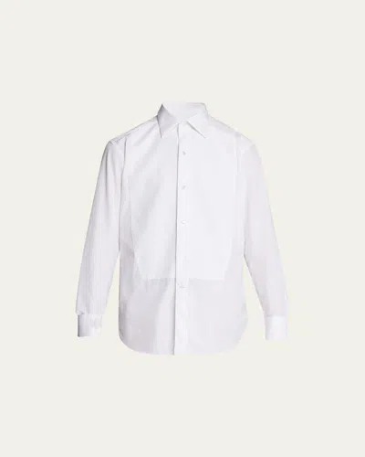 ZEGNA MEN'S WOVEN PIQUE TUXEDO SHIRT