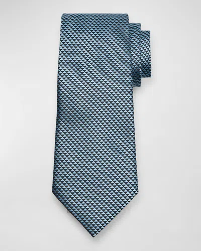 Zegna Men's Woven Triangle Silk Tie In Blue