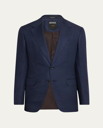 Zegna Men's Xxx Couture Gingham Cashmere And Silk Sport Coat In Blue