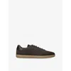 Zegna Suede Low Profile Sneakers Rubber Sole In Brown
