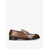 Zegna Light Brown Leather Torino Loafers In Brown